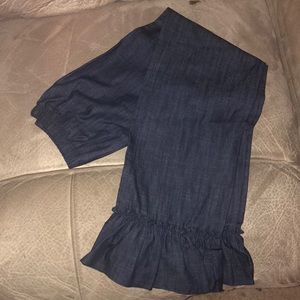 Denim Ruffle Pants